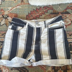 Black and White Striped BDG jean shorts